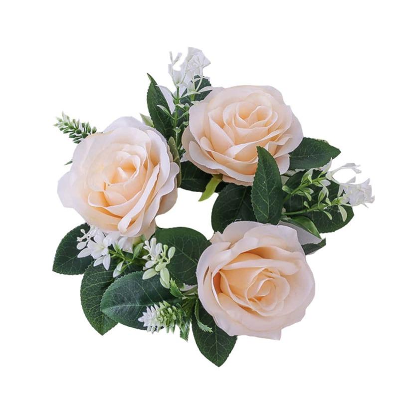 2 шт. Подсвечник Искусственный Подсвечник Гирлянда Мини Искусственные Цветы Розы Свадебные Украшения Венок для Свечей для Столбовых Свечей Венок из Искусственных Цветов