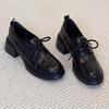 Spot Version~ Platform Sole Small Leather Shoes Women's British Style Lace-up Single Shoes Black High Heels Thick Heel Love Martin Shoes