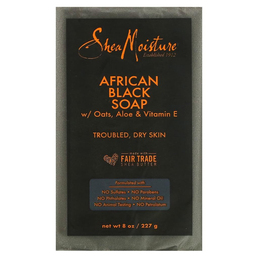 SheaMoisture African Black Bar Soap, with Oats, Aloe, Vitamin E, 227 G (8 Oz)