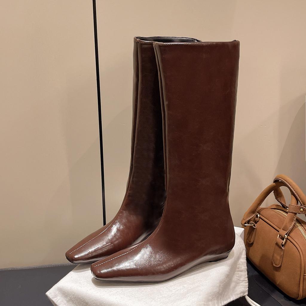 Boots for Women 2025 Four Seasons Suitable for Wearing New Small Square Head Simple Fashion Boots Large Size Fashion Knight Sleeve Boots