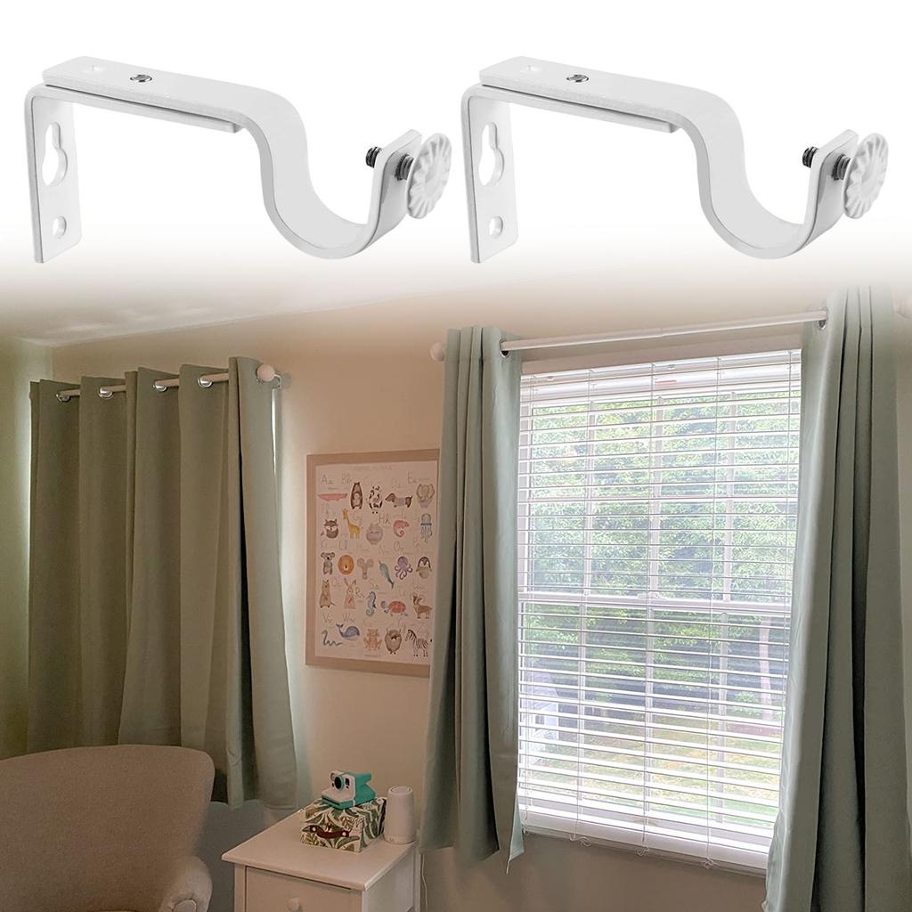 2Pcs Adjustable Curtain Holder Curtain Drapery Rod Bracket Window Curtain Rod Support Hanger Hardware Easy To Install