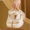 Fashion 8.5cm Summer Fashion Thick Soled Roman Casual Lady Buckle Anti-Slip Ladies Shoes Wedge Heels Chain Platform Sandals Women 2024