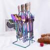 6Pcs/24Pcs Rainbow Western Dinnerware Stainless Steel Cutlery Set Knife Fork Coffee Spoon Tableware Set With Luxury Storage Rack