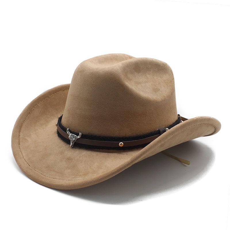 Horn Men'S And Women'S Knight Hat Felt One-Word Hat Top Hump Adjustable Western Cowboy Hat