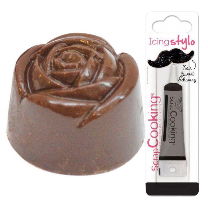 Roses Rigid Chocolate Mold + Black Icing Pen