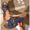 Cross Straps Platform Slippers Women Comfort Double Buckle Wedge Sandals Woman Summer 2025 Anti Slip Casual Beach Shoes
