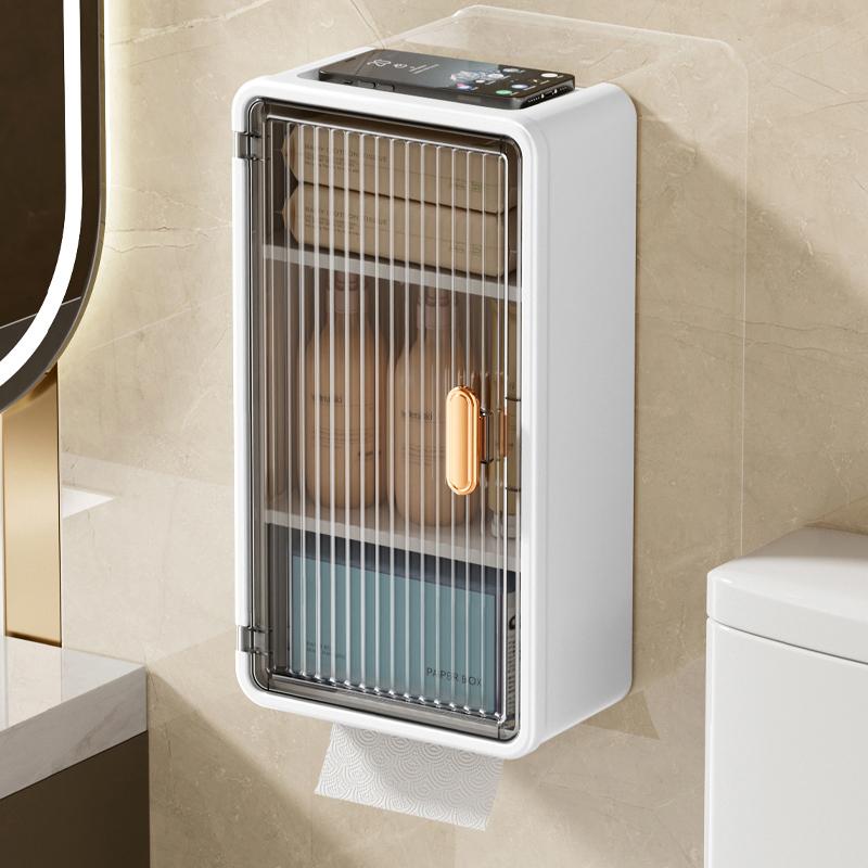 Punch-Free Wall-Mounted Tissue Box Transparent High-Value Rack High-End Storage Box Simple Large Paper Box