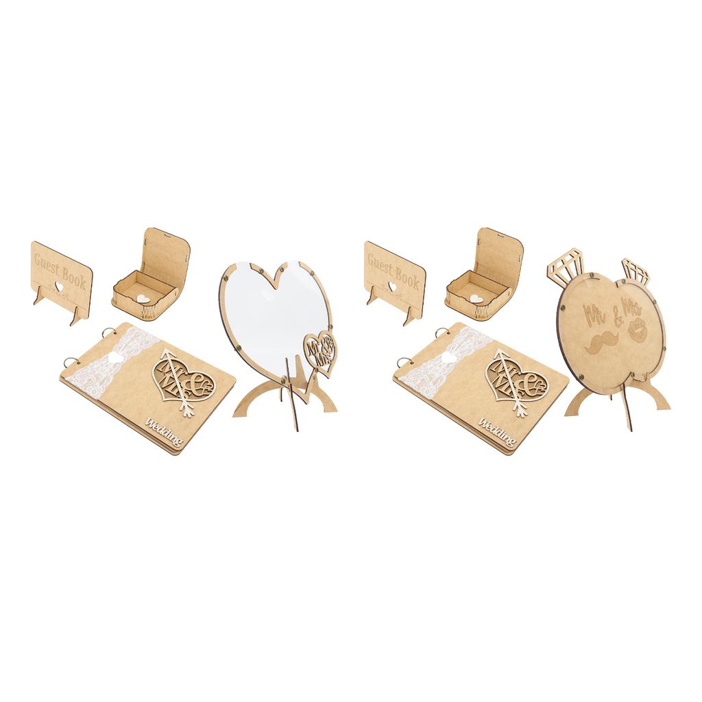 Wedding Guest Book Wooden Unique with 100pcs Hearts Wedding Guest Book Drop Box for Wedding Receptio