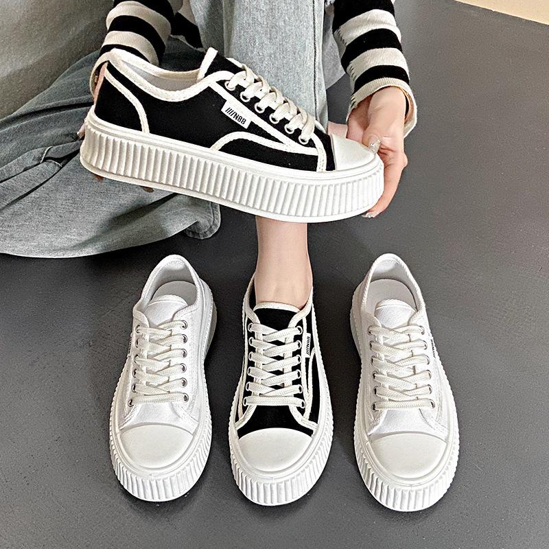 Canvas Biscuit Shoes Women's Spring New Platform Casual Shoes Muffin White Shoes Women's Tide