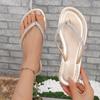 Women Plus Size Rhinestone Flip Flops Flat Bottom Beach Sandals Slippers Comfortable Summer Outdoor Casual Slides Women's Shoes