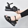 Muffin Platform Sandals Women's 2025 Summer New Polyurethane Lightweight Flat Bottom Word with Wedge Heel Sandals Women