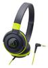 Audio Technica ATH-S100 BGR Headphones Wired STREET MONITORING Portable On-Ear Headphones Black Green