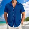 Summer Men's Striped Color Blocked Casual Short Sleeved Shirt