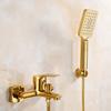 Tuqiu Bath and Shower Faucet Set Wall Mounted Gold Shower Faucet, Bathroom Cold and Hot Bath and Shower Mixer Taps Brass