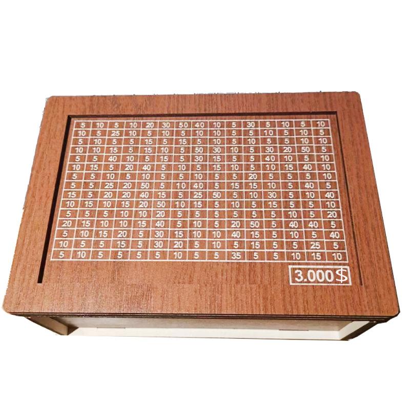 500/1000/2000/3000/5000/10000 Euro Money Box Wooden Piggy Bank with Reusable Money Box with Saving Goal and Numbers Boxes