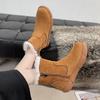 Women's Shoes 2024 Winter Hot Selling New Flat Snow Women's Boots Plush Warm Fashion Short Boots Round Toe Ankle Women's Shoes