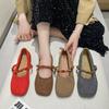 French Suede Single Shoes Female 2025 Spring New Fairy Style Flat Mary Jane Shoes with Skirt Ballet Evening Shoes