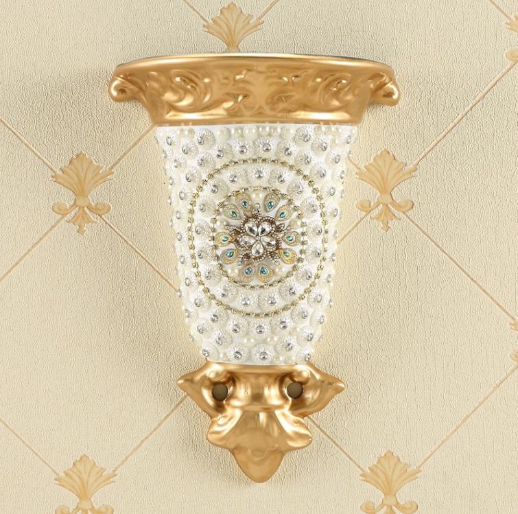 Роскошные настенные вазы из смолы с бриллиантами, искусственные горшки для цветов, поделки, украшения для дома, гостиной, ТВ-фона, настенная роспись