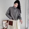 Pullover Knitwear Women 2022 Autumn And Winter Lantern Long Sleeve Zipper Solid Casual High Neck Pullover Sweater Women Tops