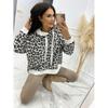 Women's New Spring and Autumn Sweater Long-sleeved Hooded Loose Leopard Print Top