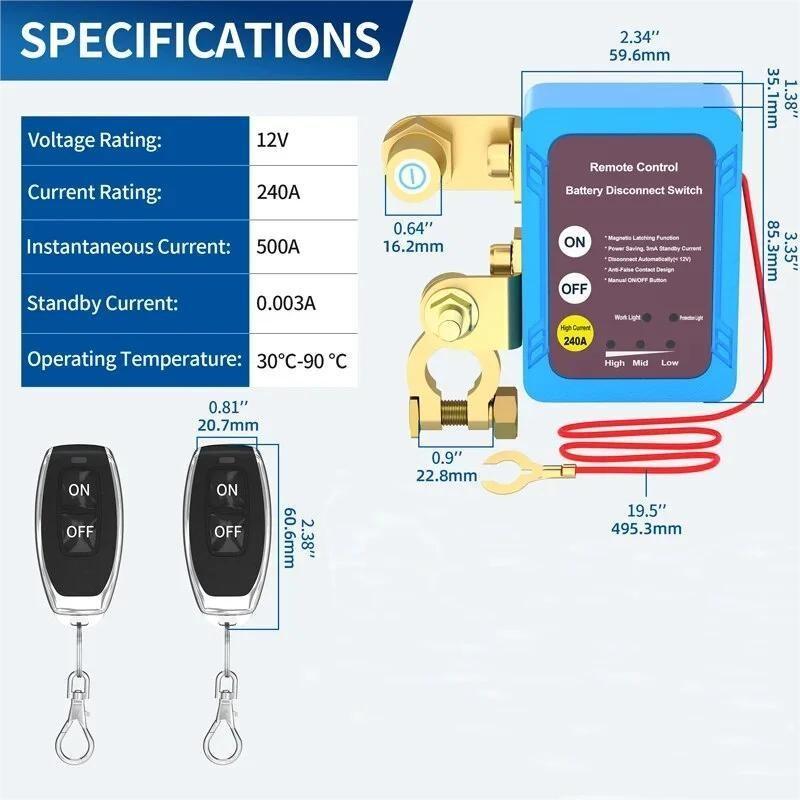 12V Automobile Battery Remote Control Power Cut Off Switch Car Main Power Switch Anti Leakage Protection Device