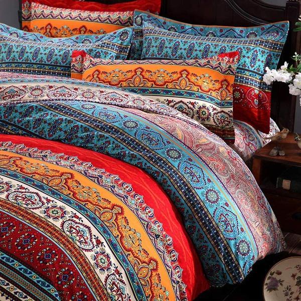 Bohemian Quilt Cover Indian Reversible Comforter Cover Flower Coverlet Cover Bedding Bedclothes Boho Duvet Cover Set
