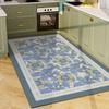Rug for Kitchen Vinyl Carpet Pvc Waterproof Leather Floor Mat Large Pink Flower Floral Pastoral Style Home Decoration Rugs