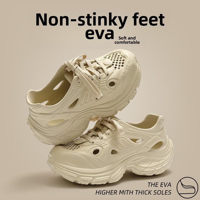 Height Increasing Hole Shoes for Women and Men, Thick Soled Beach and Seaside Anti Slip EVA Anti Odor Toe Cap Cool Mop for Women and Men