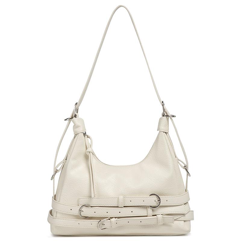 Premium Texture Vintage  Soft Leather Commuter Bag Women's Hottie Style Motorcycle Underarm Shoulder Bag