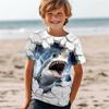 Retro Print Shark Boy Birthday Clothes Retro Boy T Shirts Kids Shark Animal T Shirt for Boys Short Sleeve Top Tee