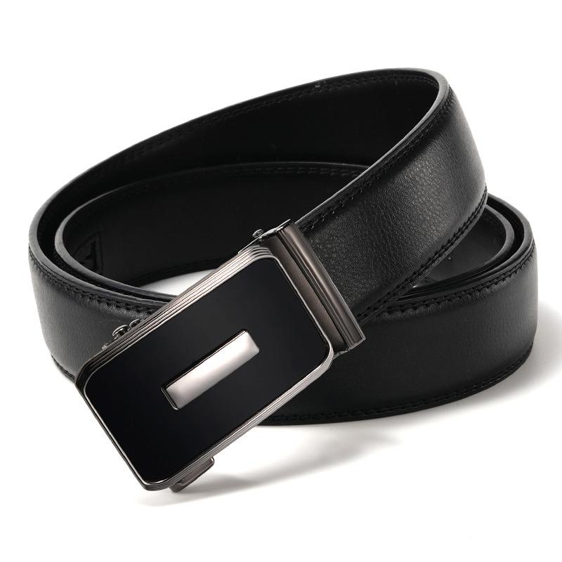 New Korean Style Men's Belt Trendy Alloy Automatic Buckle Leather Pants Belt Business Casual Young and Middle Aged Belt Men