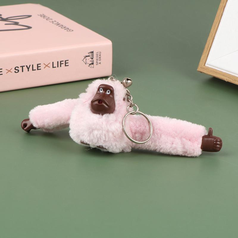Cute Girl Plush Fur Monkey Key Chain Orangutan Keychain On Pant Women Bag Car Trinket Female Toy
