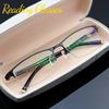 Business Square Half Frame Reading Glasses Men Gradual Adjustment Bifocal Vision Converted Light Multifocal Glasses