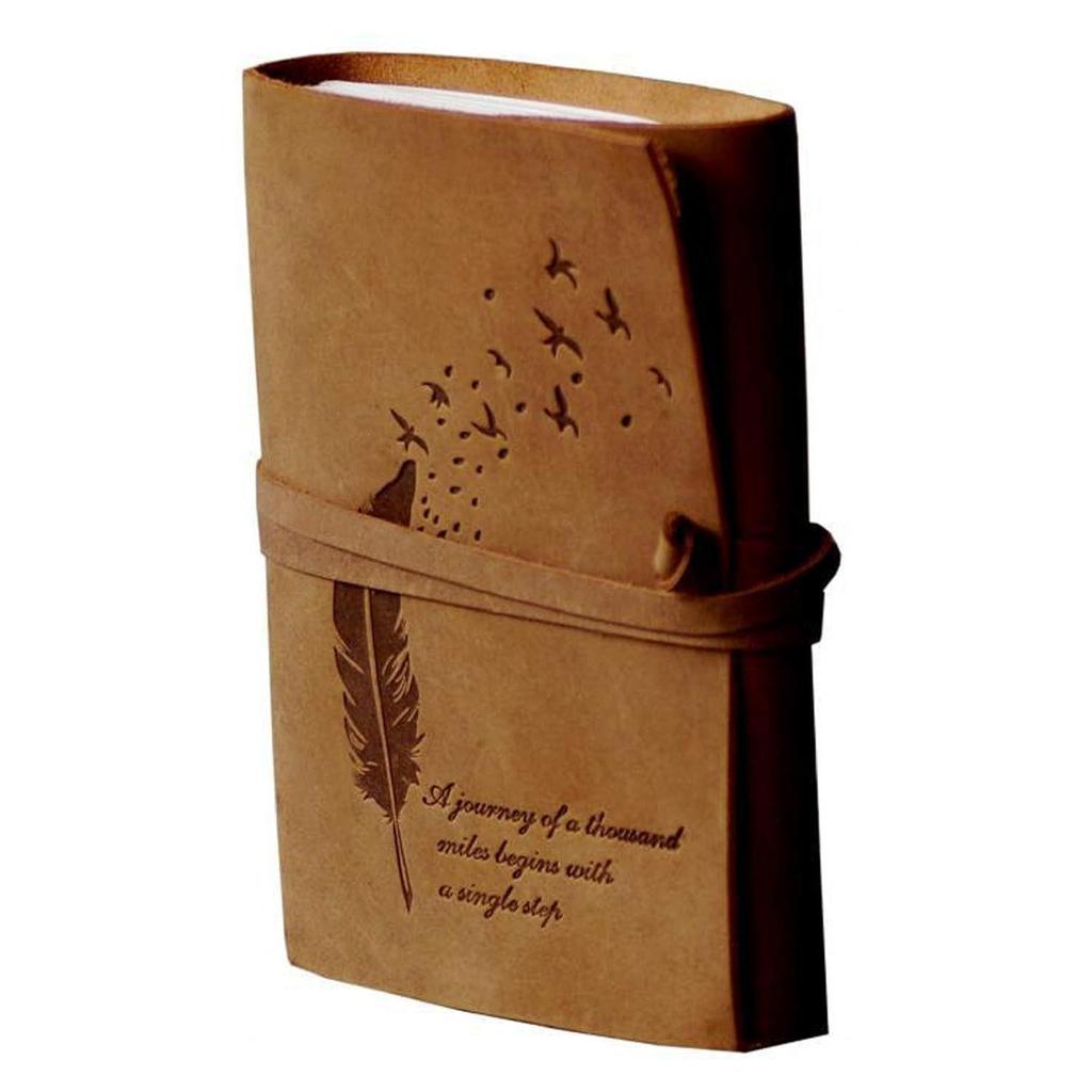 Diary Embossed With Leaf of Tree & a Quote Antique Handmade Leather Bound Diary Cum Notepad for Men and Women Plain Paper of 5×7 Inch Size 240 Pages