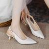 2024 New Women's Sandals Pointed Toe Slingbacks Pumps Wedding Shoes Low Heels Dress Shoes Slip On Black Women Shoes