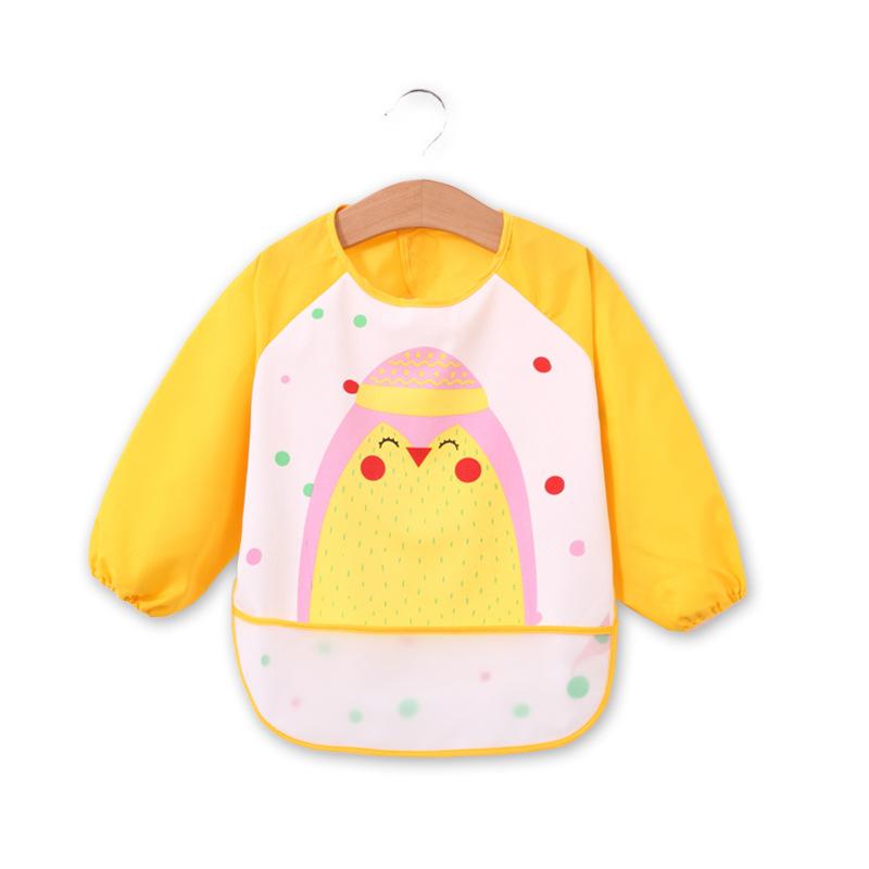 Baby Cute Cotton Bibs Waterproof  Cartoon Baby Long Sleeve Burp Choth Infant Eating Children Drawing Apron Baby Self Feeding Bib