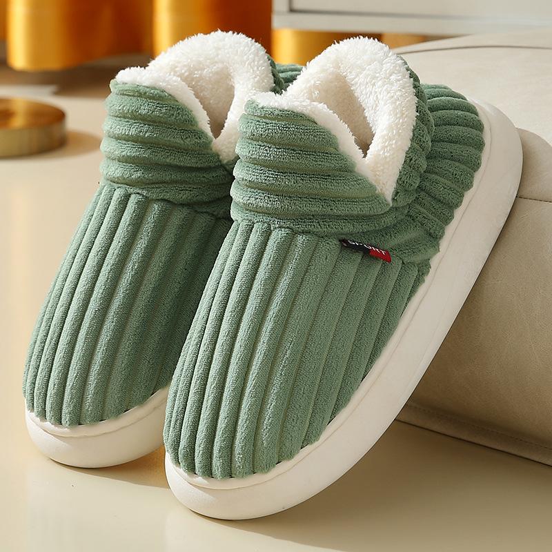 Cotton Slippers Velvet Home Non-slip Confinement Shoes Indoor Warm Shoes Women's Cotton Shoes Men's