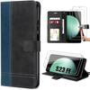 Case - Booling - for Samsung Galaxy S23 FE - Shockproof Protection - Two-Tone PU Leather - 2 Tempered Glasses