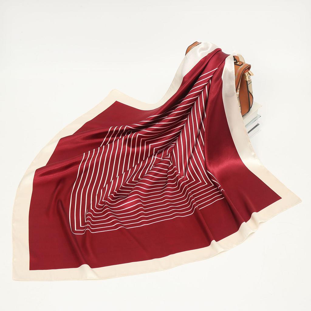 19 New Silk Printed Scarves Women'S 90Cm Satin Square Scarf