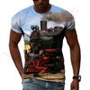 Retro Steam Locomotive The Starting Point Of The Industrial Revolution Hip Hop Men T-shirts 3D Print Round Neck Tee Short Sleeve