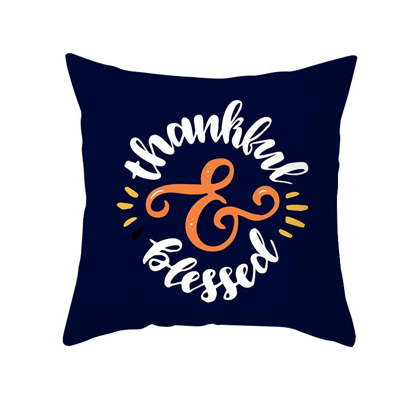 Thanksgiving Pillowcase Wish New Product Cartoon Pumpkin Turkey Peach Skin Printed Pillowcase Sofa Cushion