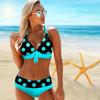 Women's Neck Hanging Swimsuit with Large Dot Print Bikini Short Tank Top Swimsuit