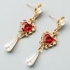 Drop Earrings Women Baroque Vintage Love Drops Pearl Long Temperament Earrings