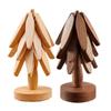 4PCS Tree Design Stand Wooden Trivets Decorative Anti Scald Heat Resistant Table Mat Coaster Wood Placemats Pot