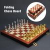 Magnetic Travel Chess Set Gold Silver Metal Chess Pieces Folding Wooden Chess Board
