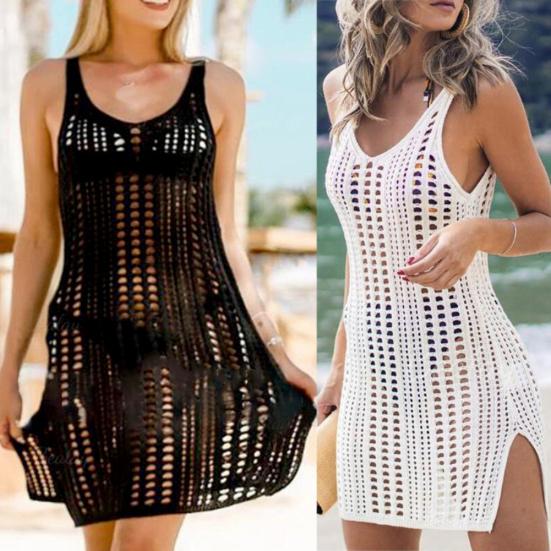 Sexy Women See Through Knit Hollow Out Anti UV Cover Up Swimwear