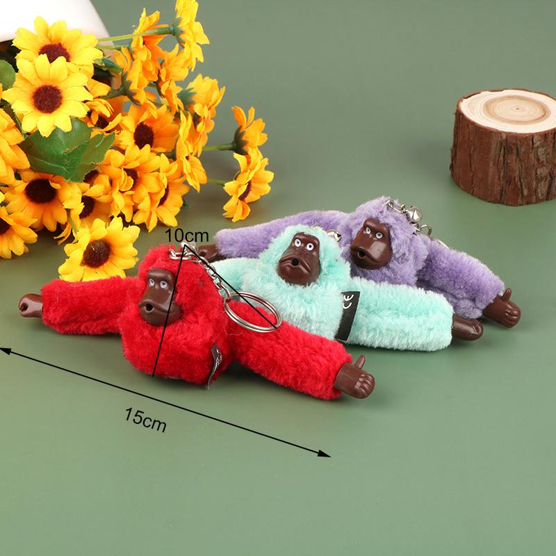 Cute Girl Plush Fur Monkey Key Chain Orangutan Keychain On Pant Women Bag Car Trinket Female Toy