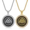 Stainless Steel Hip Hop Triangle Eye Necklace Gold Plated Cubic Zirconia Pendant Necklace for Men Women Trendy Accessories