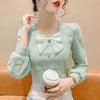 Sweet Temperament Bow Long Sleeved Shirt for Women In Spring Loose Fitting Fitting Top for Women