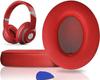 SoloWIT Replacement Ear Pads and Cushions for Beats Studio3 & Studio2 Wired/Wireless Headphones (A1914/B0500/B0501), Sound-Isolating Memory Foam (Red)